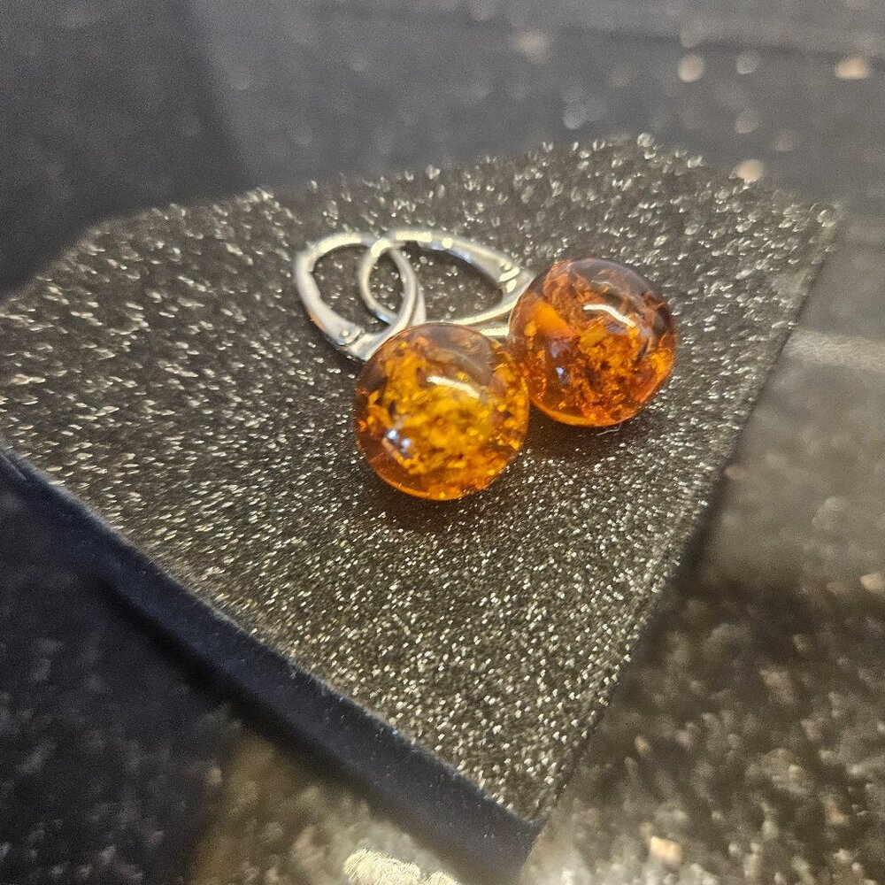 Baltic amber and sterling silver earrings